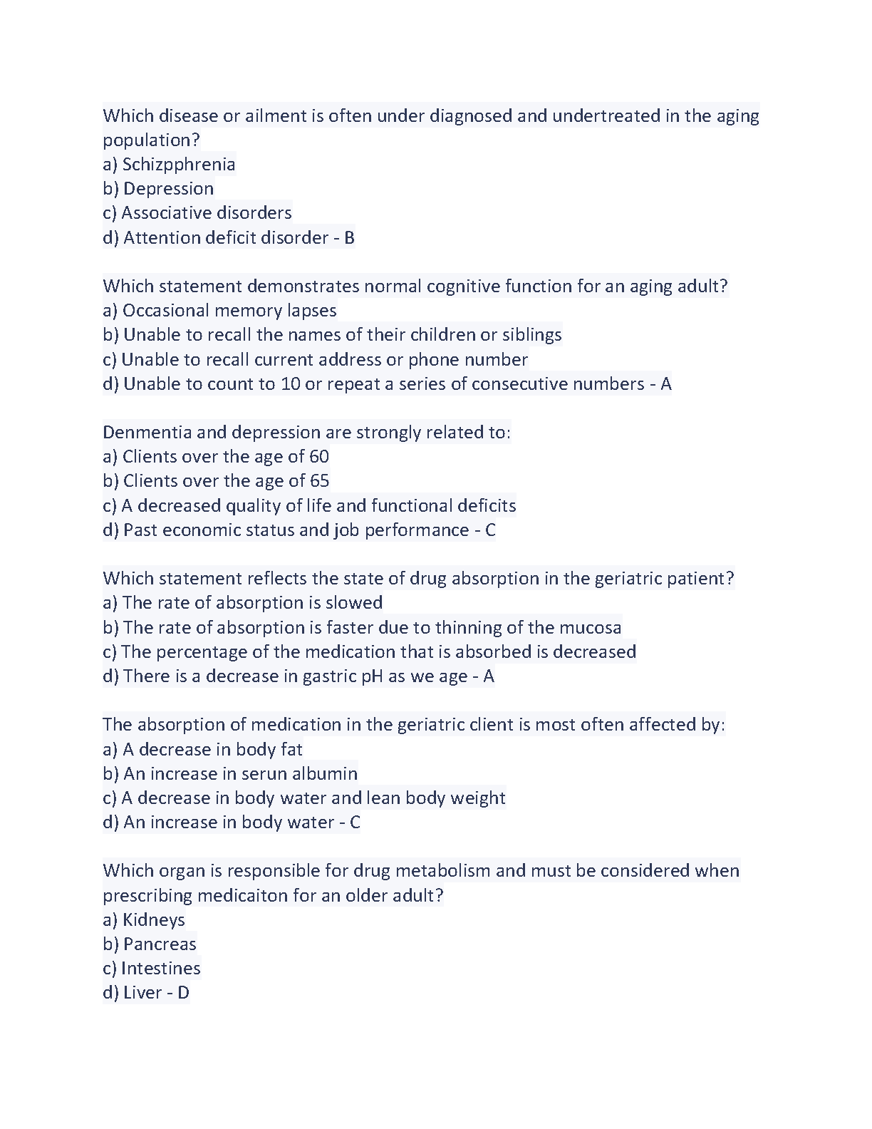 ANCC Gerontology Nursing Qs & As 2026/27 Study Pack