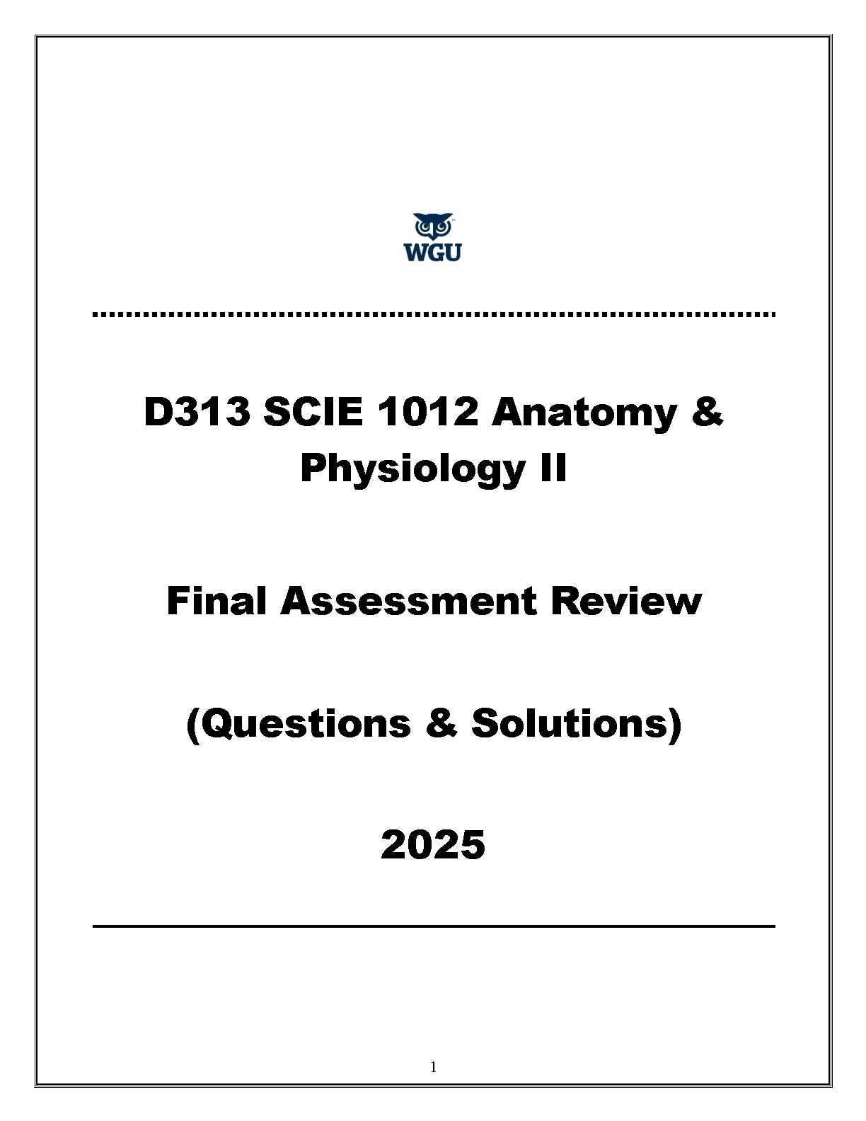 WGU D313 Anatomy Physiology II Exam Questions Answers 2025