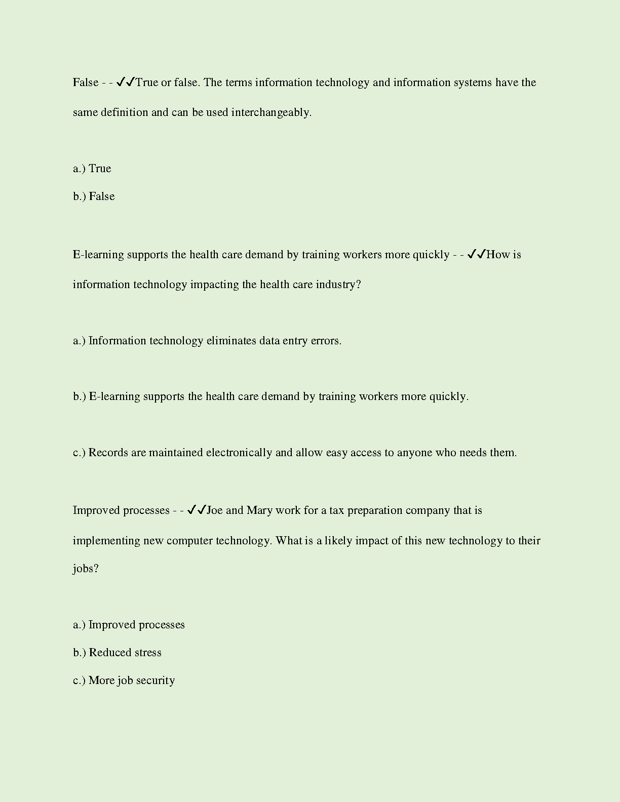 WGU C724 Info Systems Mgmt U2M1 Practice Questions 2024
