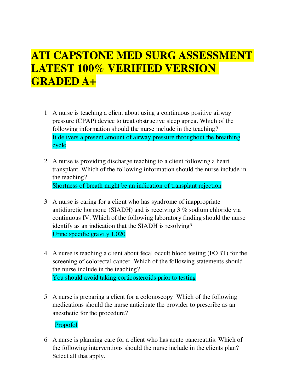 ATI Capstone Med Surg Study Guide 2026 2027