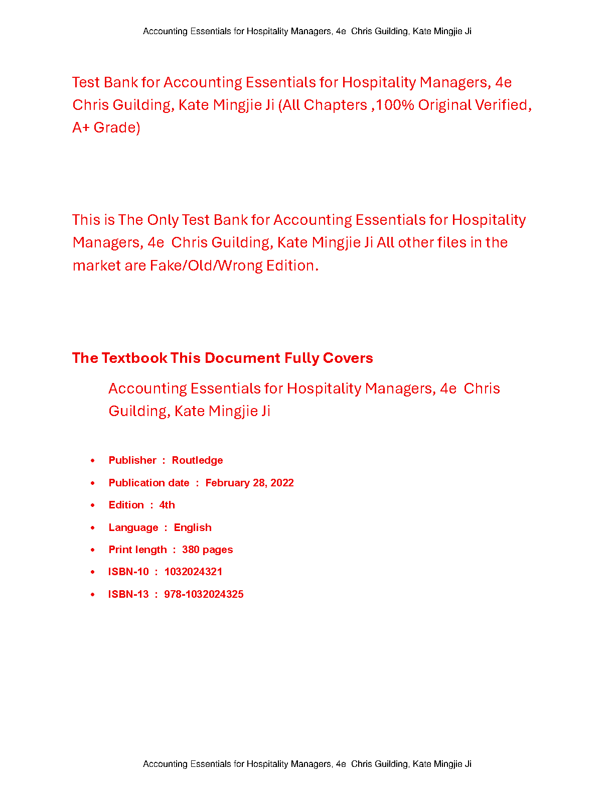 Accounting Essentials Test Bank Hospitality Mgmt 4e IMG-1
