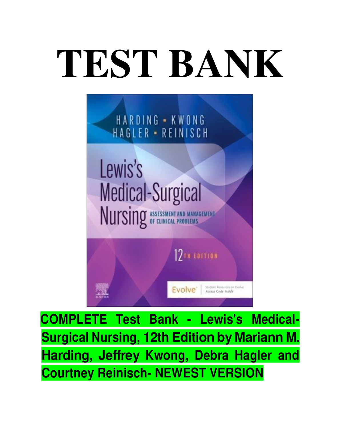 Lewis Med Surg Nursing 12e Test Bank 2026