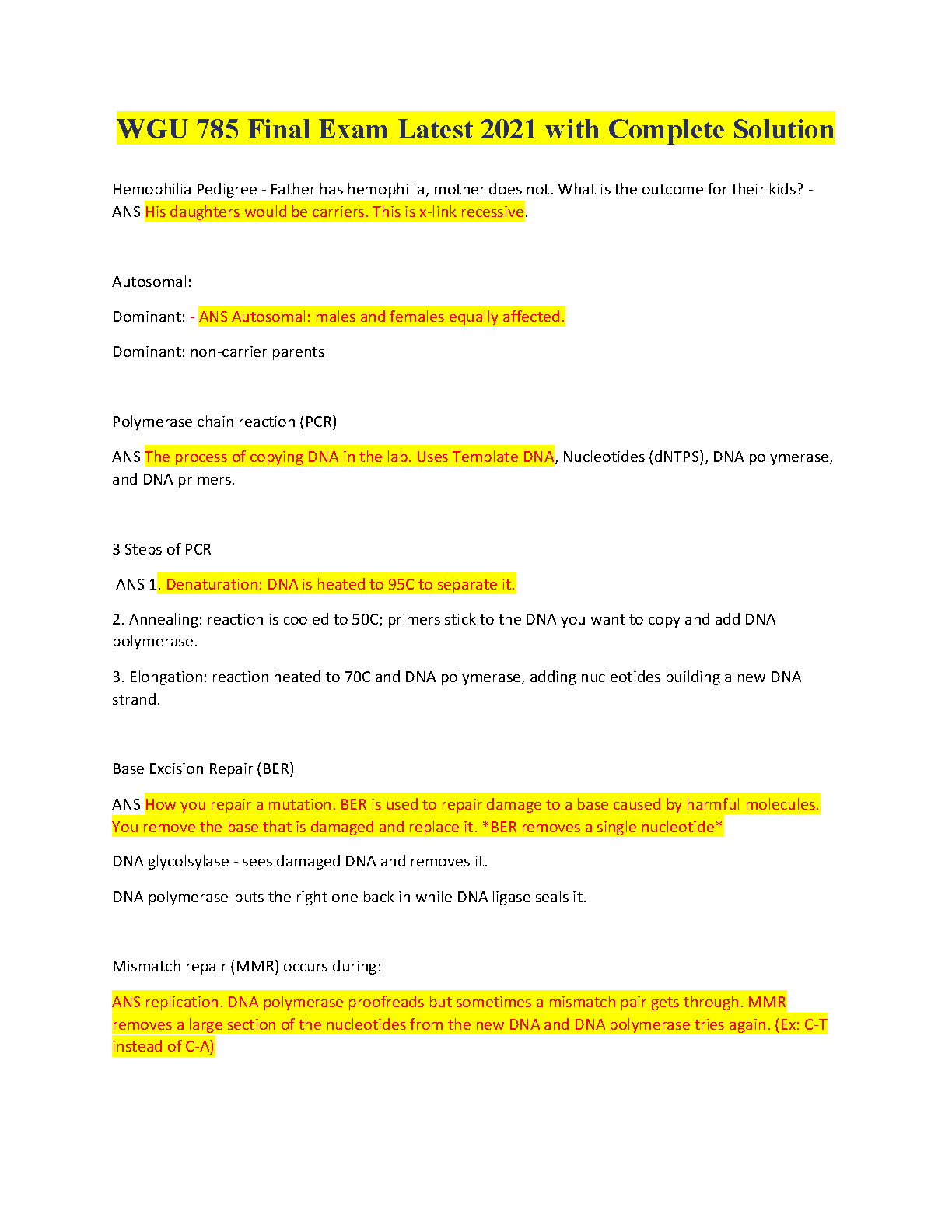 WGU 785 Final Exam Solutions and Study Guide