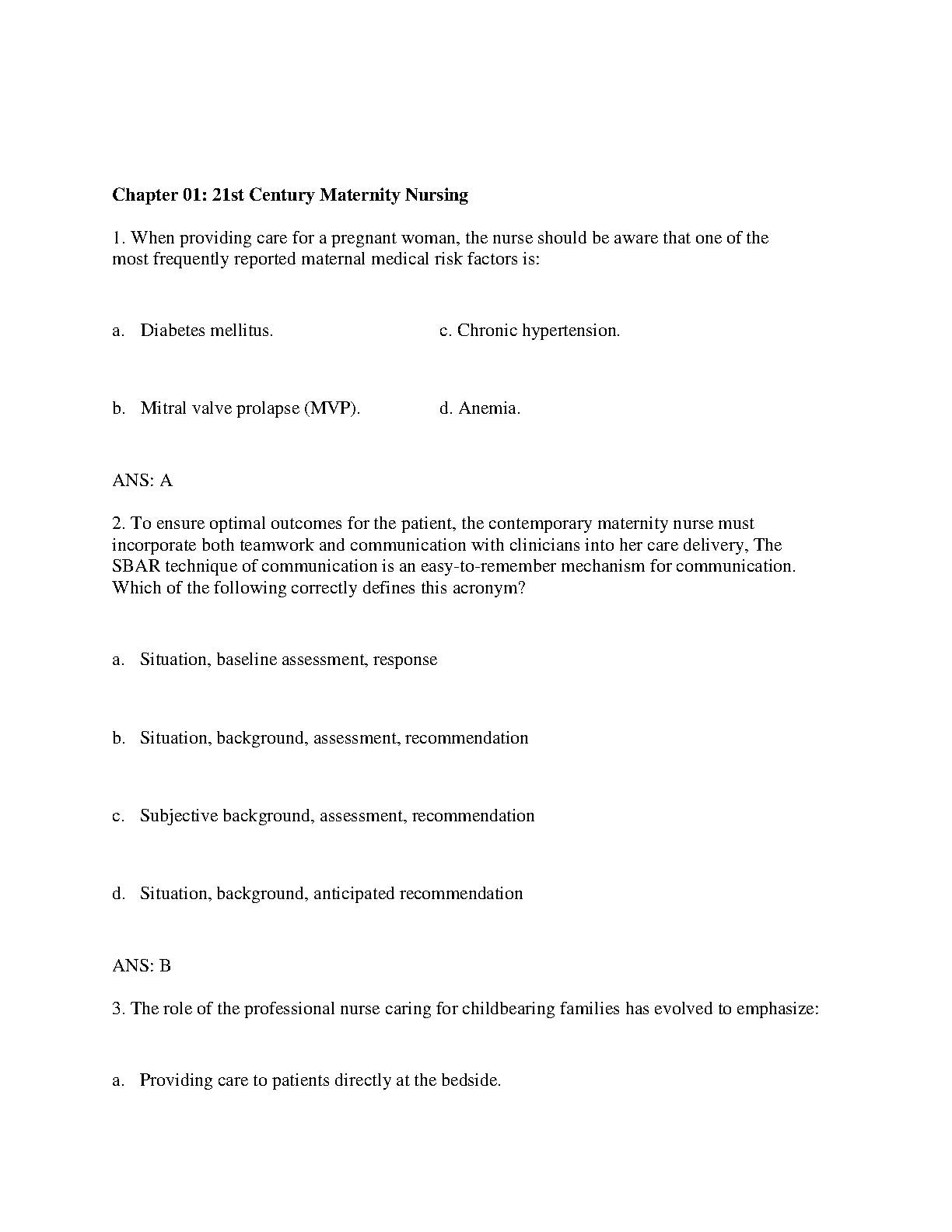 Maternal Child Nursing Care Test Bank 2026/2027