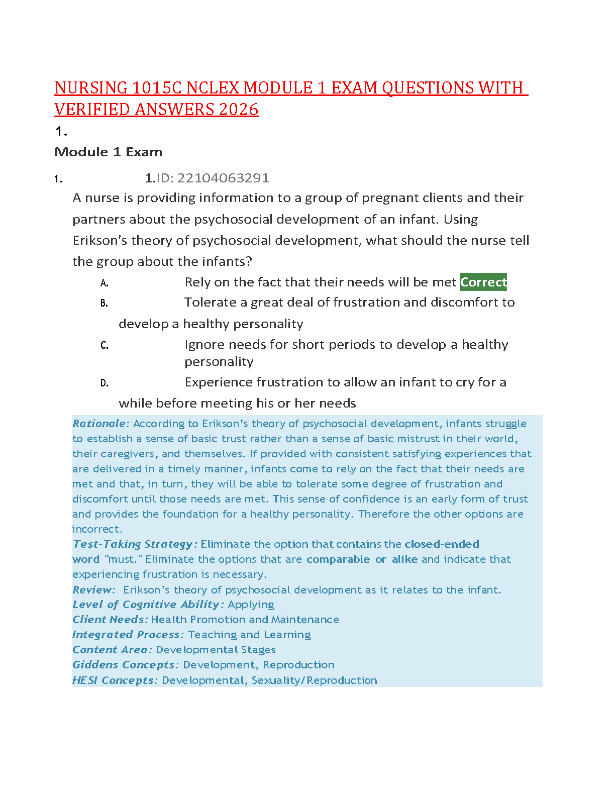WGU C214 Module 1 Practice Questions and Pediatrics Review