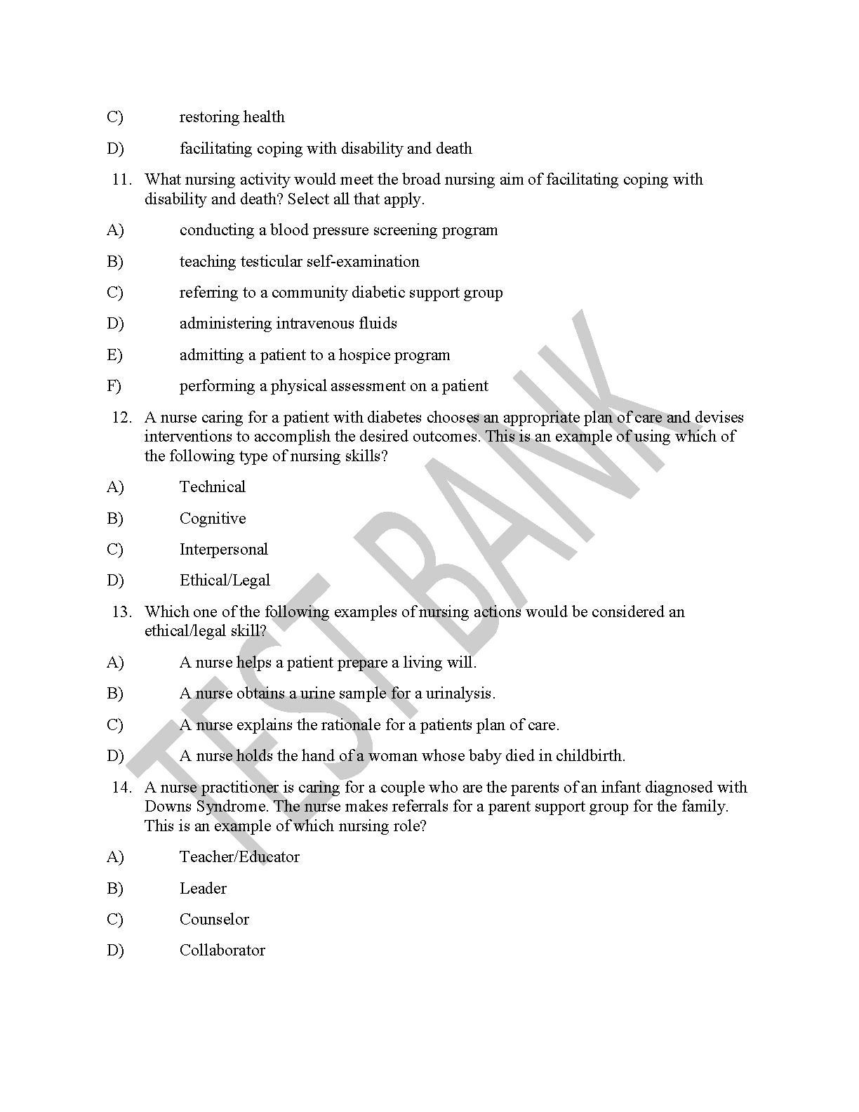 Nursing Test Bank Fundamentals 4th Ed Wilkinson Ch 1 IMG-3