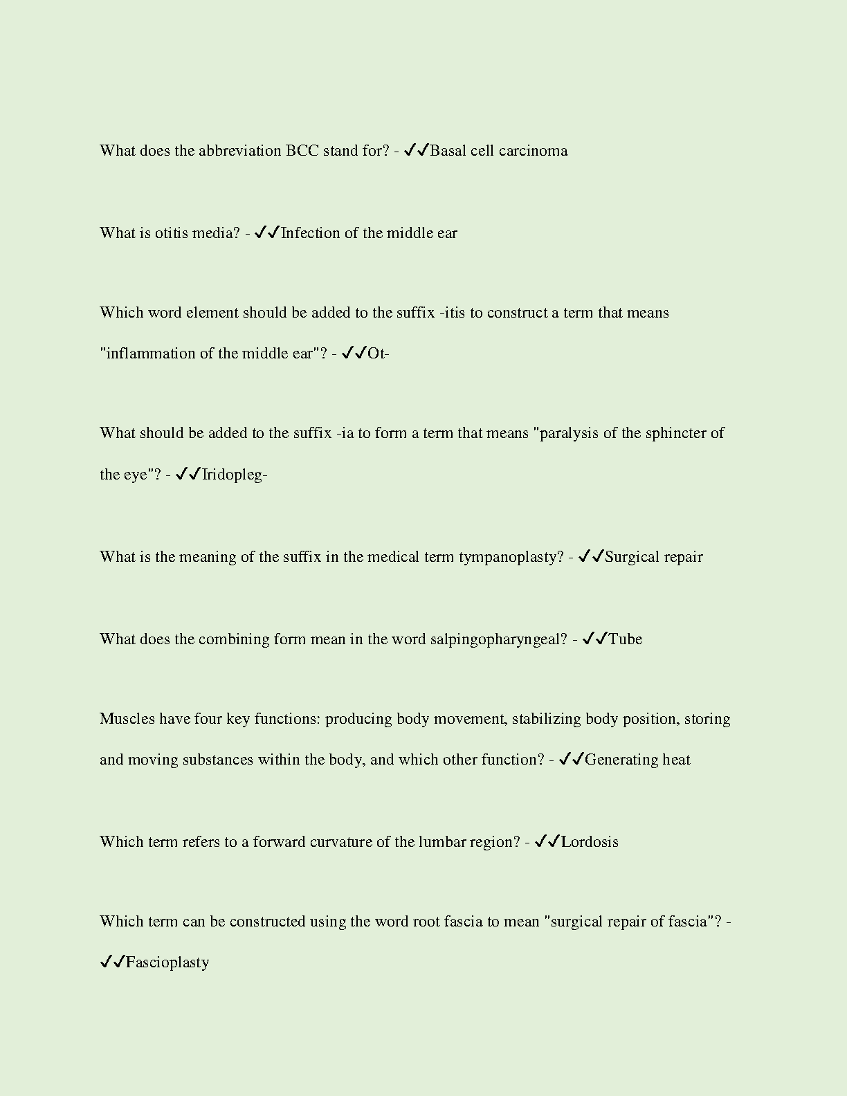 WGU C804 Medical Terminology Study Guide and Prep