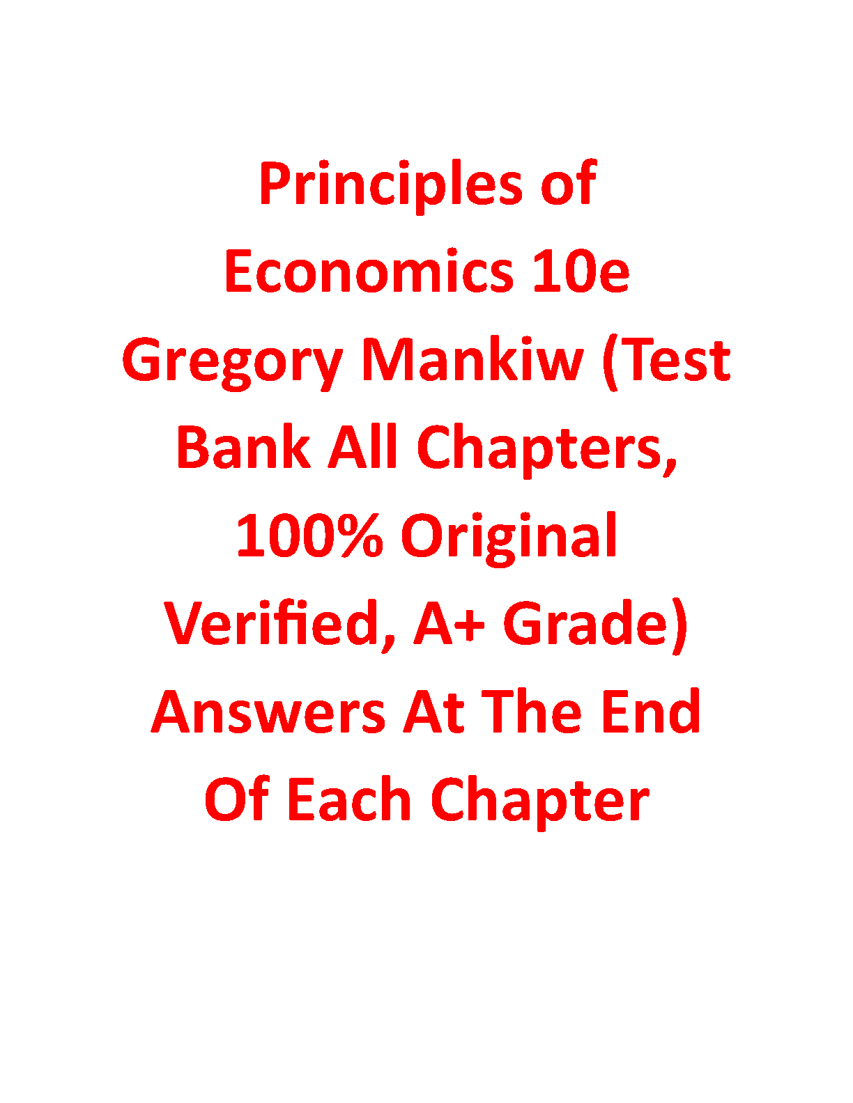 Mankiw Microeconomics 10e Test Bank Solutions