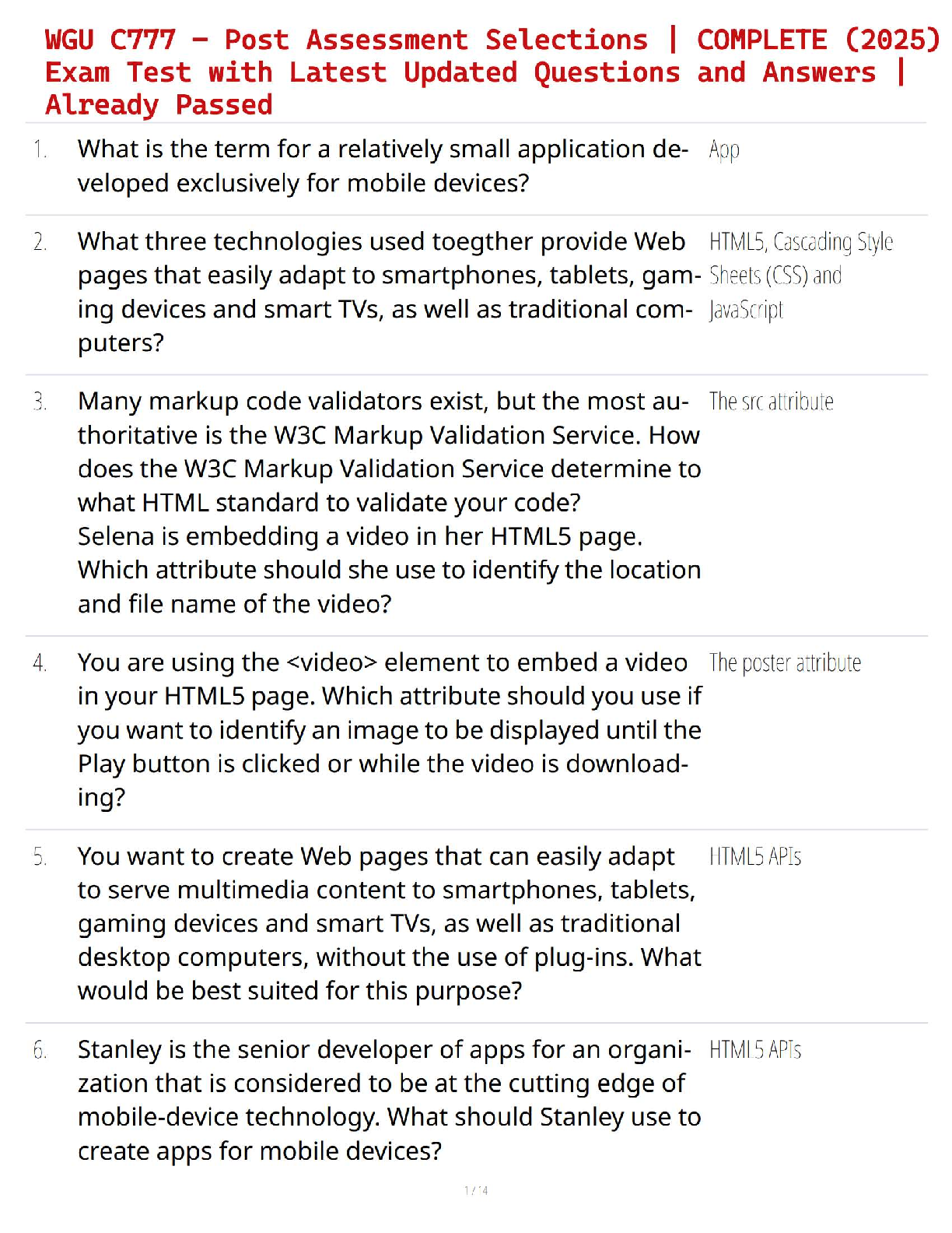 WGU C777 Post Assessment Exam Qs & As (2025)