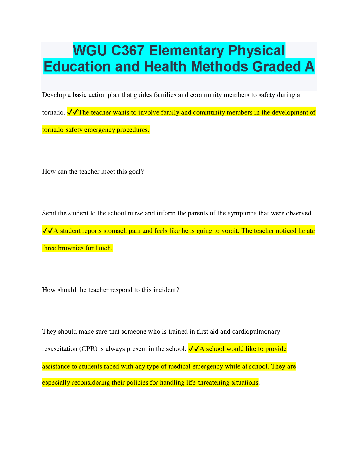 WGU C367 PE & Health Methods Graded A Solutions 2024-2025 IMG-1