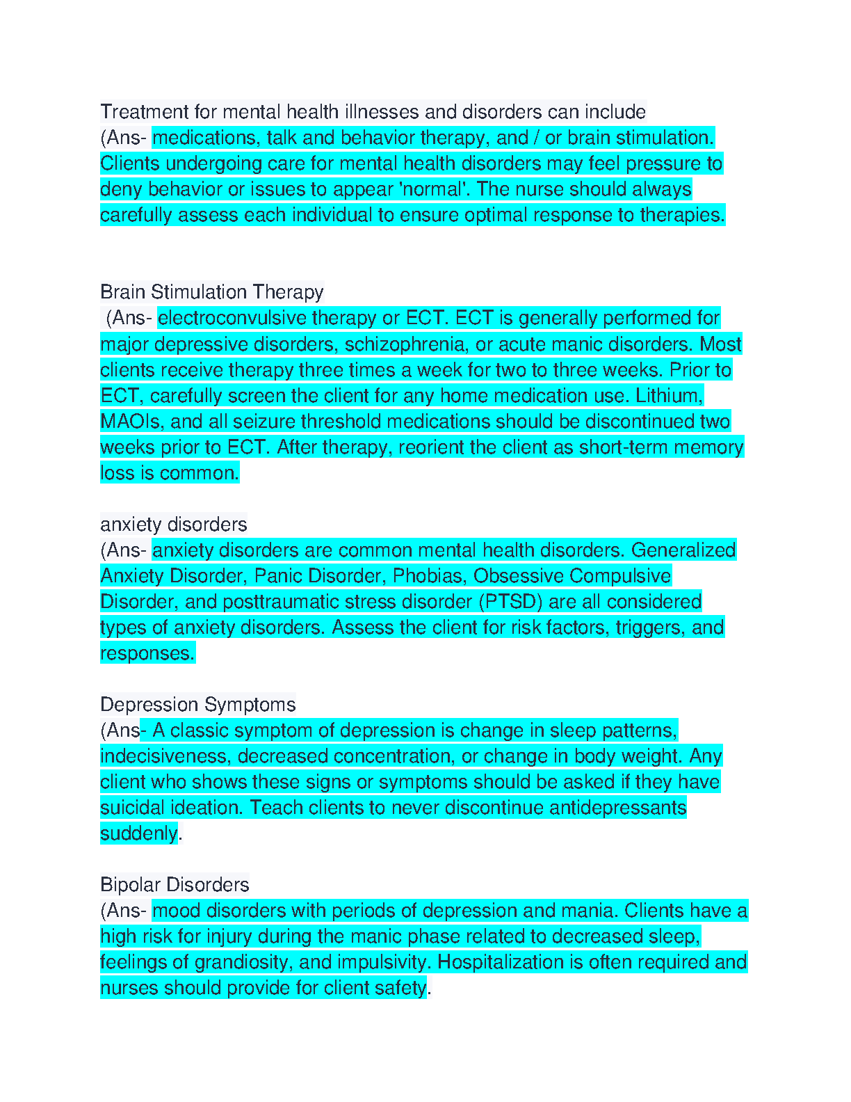 ATI Mental Health Capstone Study Guide 2026/27