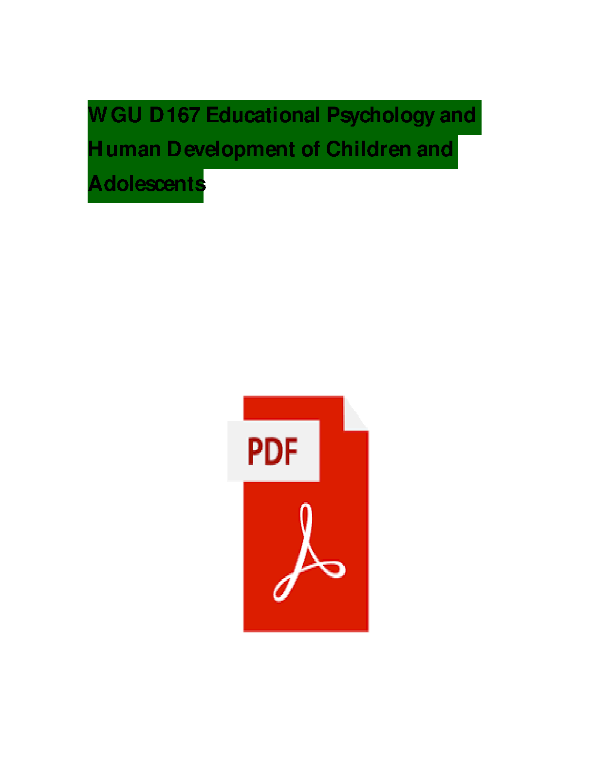 WGU D167 Ed Psych Study Guide 2024-2025