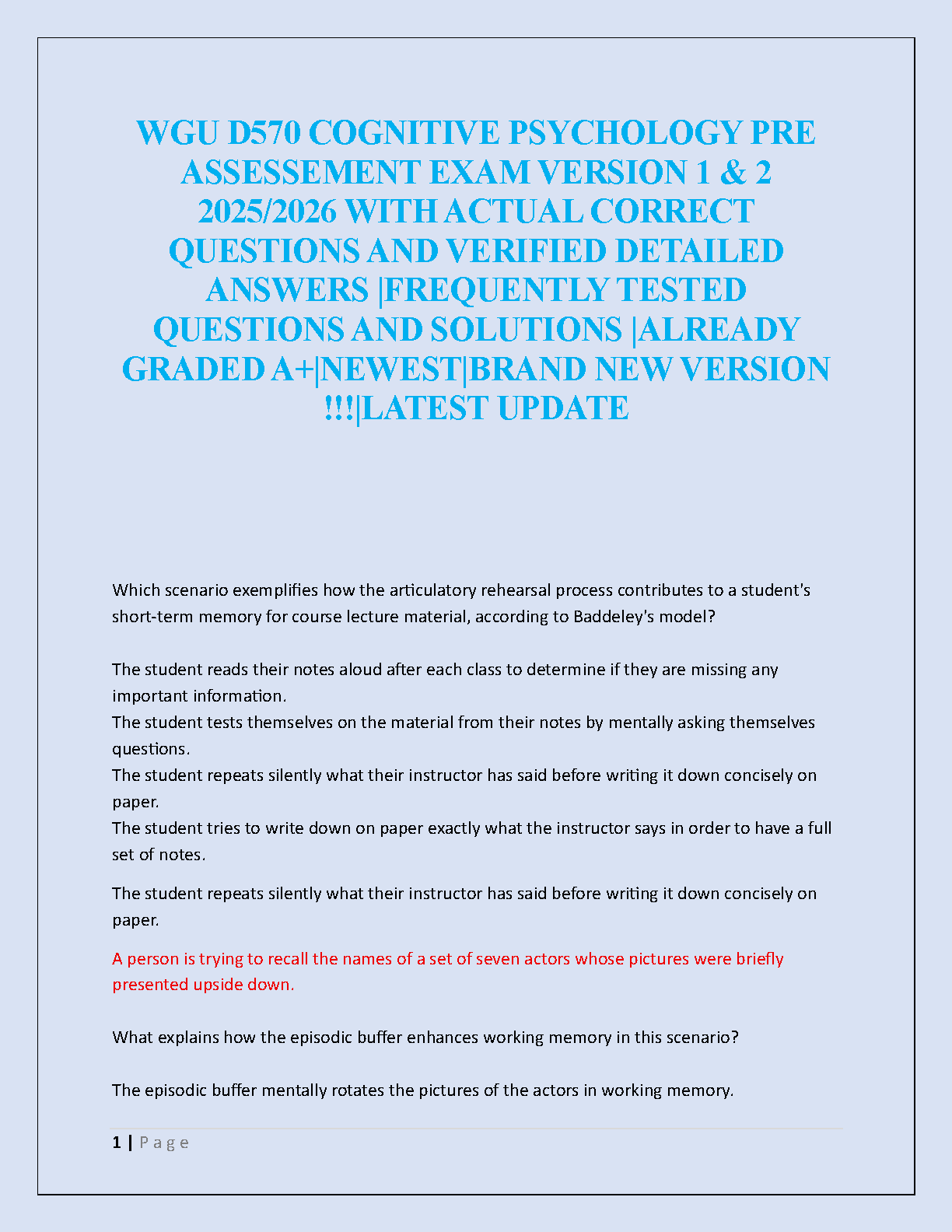 WGU D570 Cognitive Psych Pre-Assessment Study Guide IMG-1