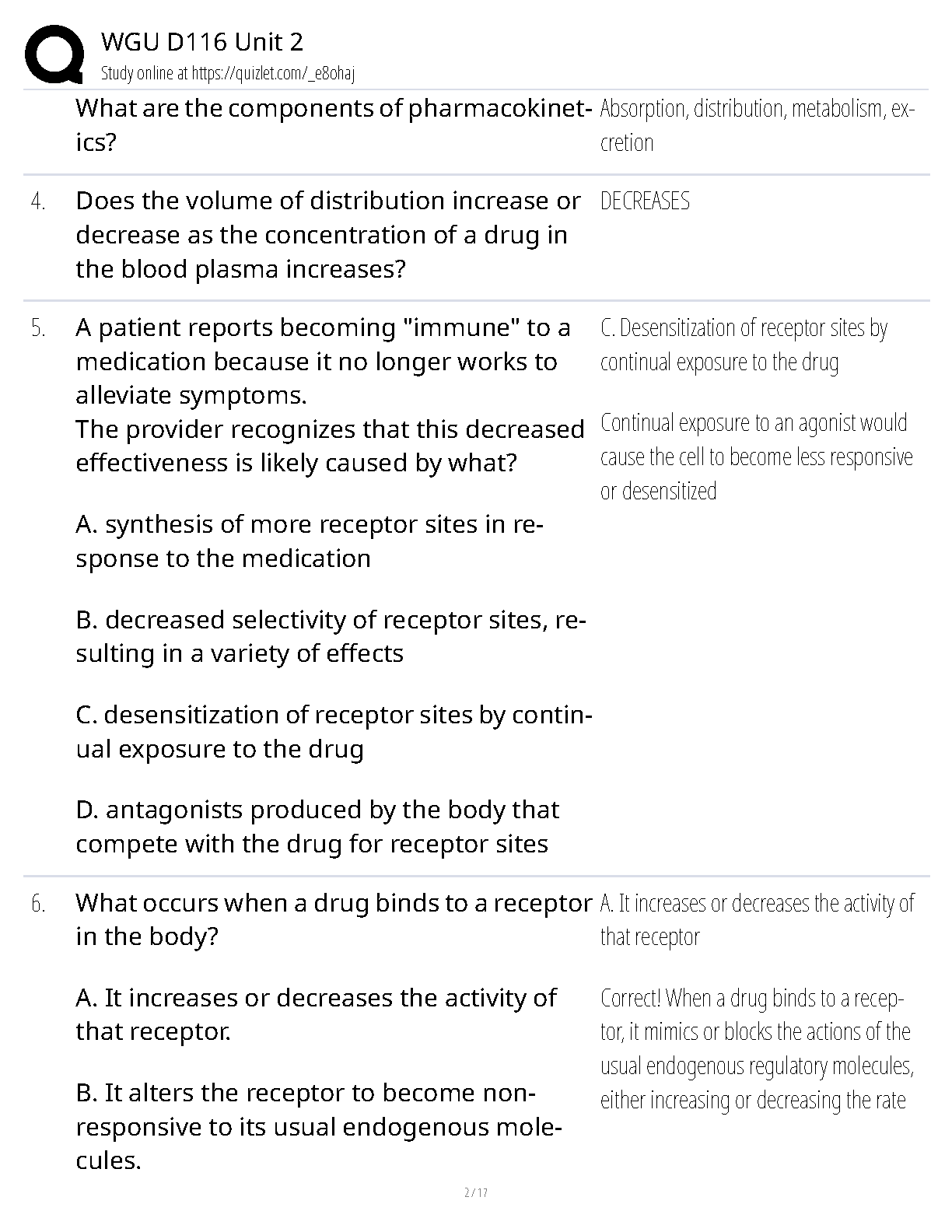 WGU D116 Unit 2 Pharmacology Study Guide 2024-2025