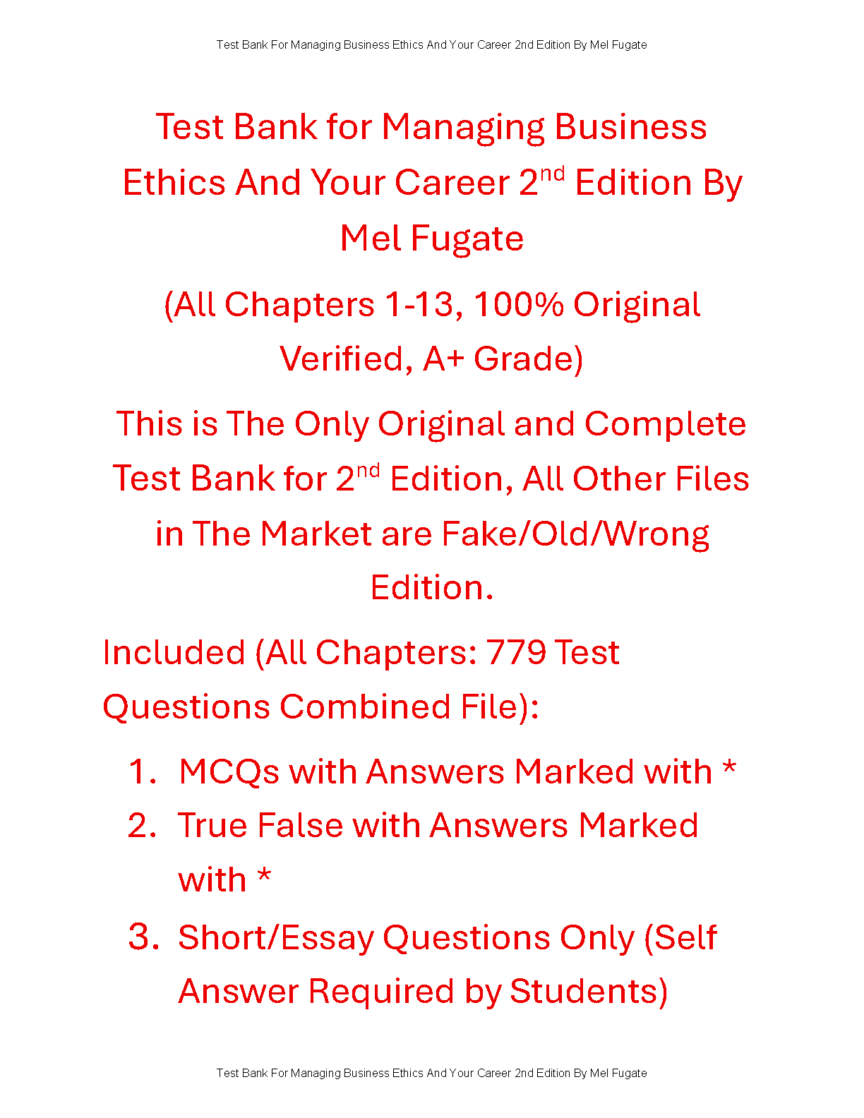 Managing Business Ethics Test Bank 2nd Ed Ch 1-13 IMG-1