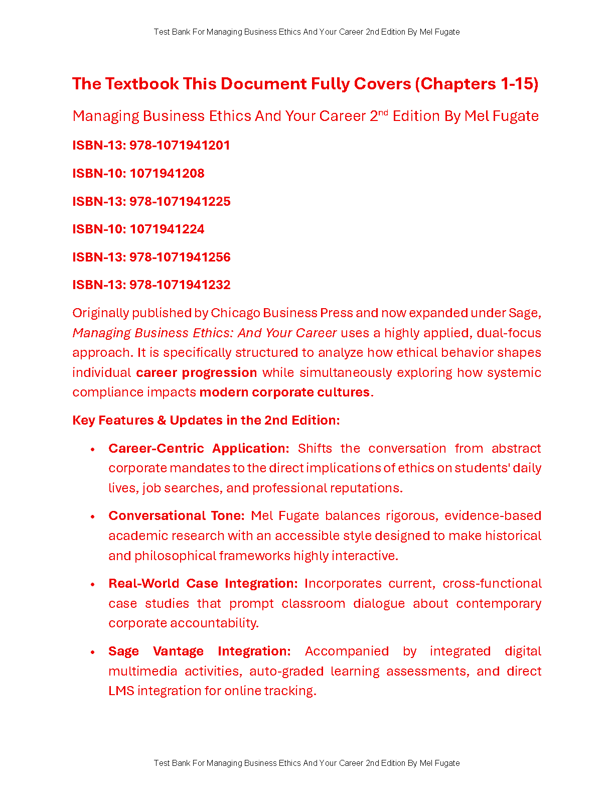 Managing Business Ethics Test Bank 2nd Ed Ch 1-13