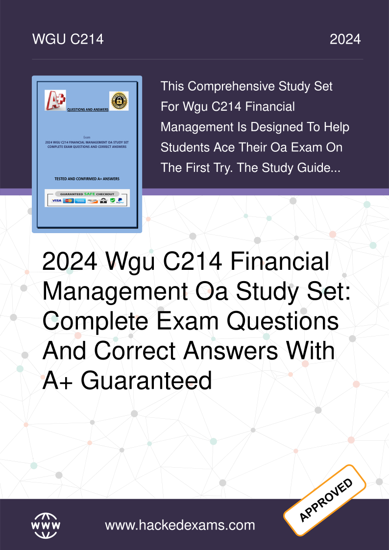 WGU C214 Financial Management OA Study Set 2024