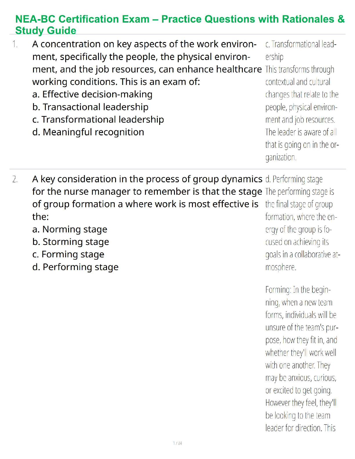 NEA-BC Nurse Executive Practice Questions and Answers IMG-1