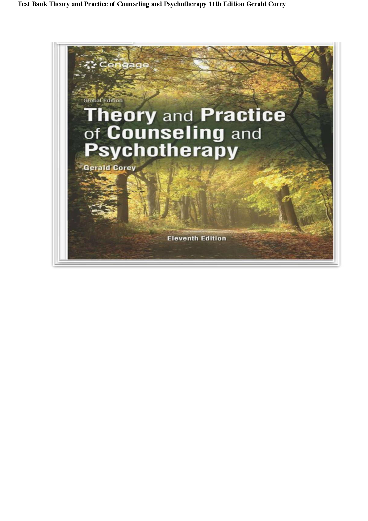 Corey Counseling & Psychotherapy Test Bank 11e Solutions