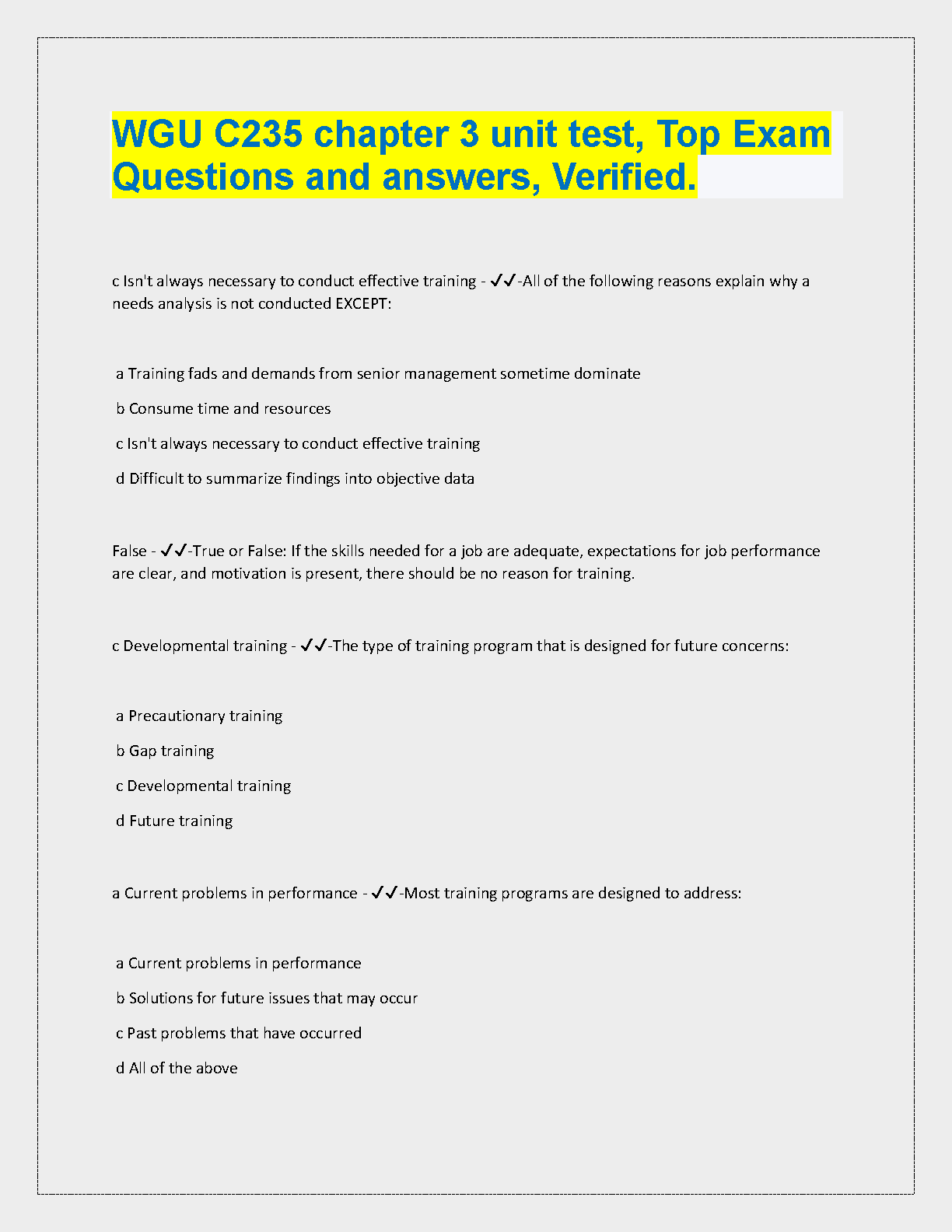 WGU C235 Ch 3 Exam Prep Guide