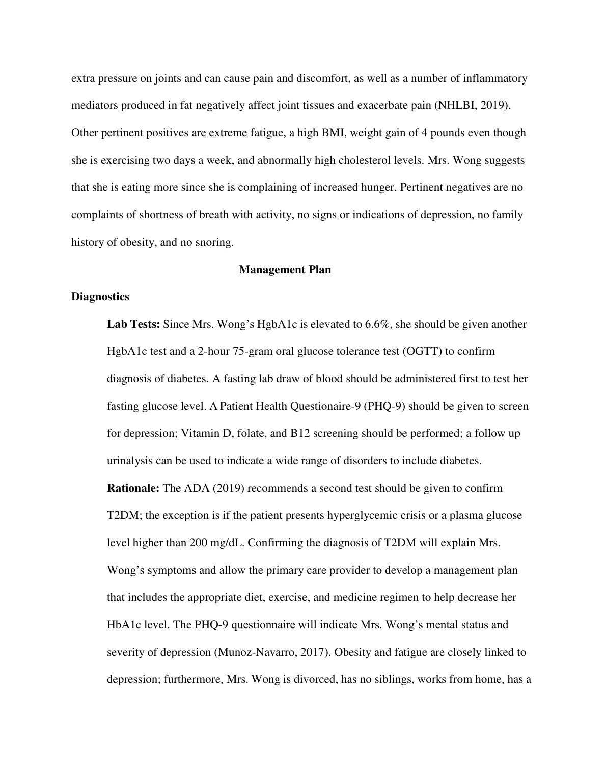NR 601 Nursing Case Study Mrs Wong Diabetes SOAP Note Solution IMG-3