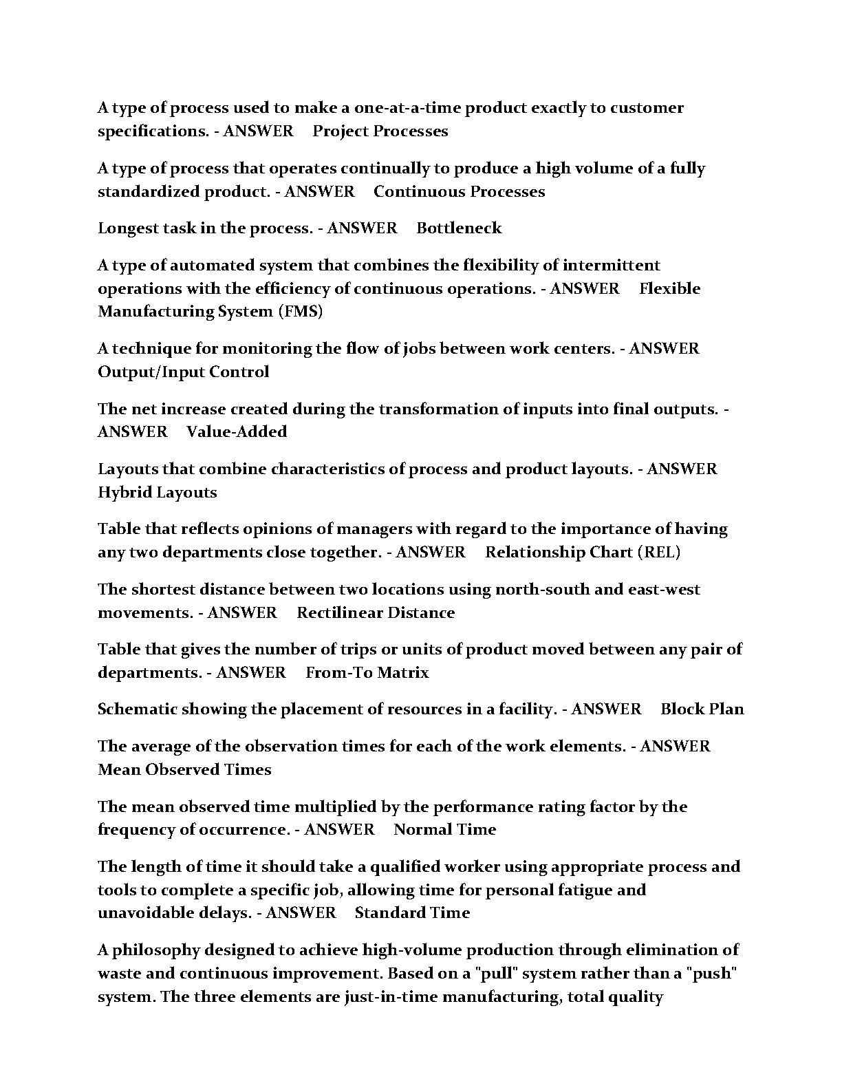 WGU C215 Operations Management Study Guide 2024