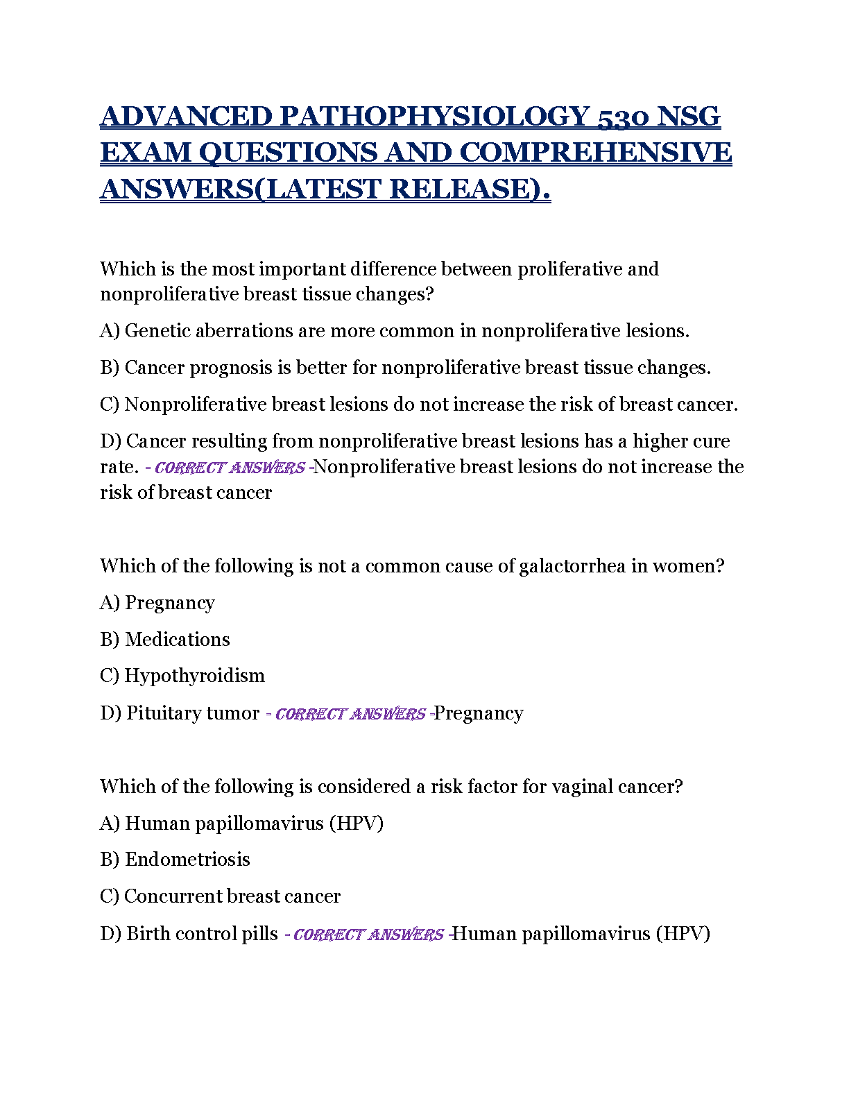Advanced Pathophysiology Test Bank NSG 530 2026 IMG-1