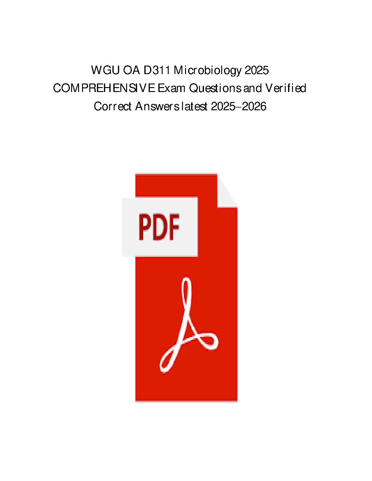 WGU D311 Microbiology Exam Questions and Answers 2025-26