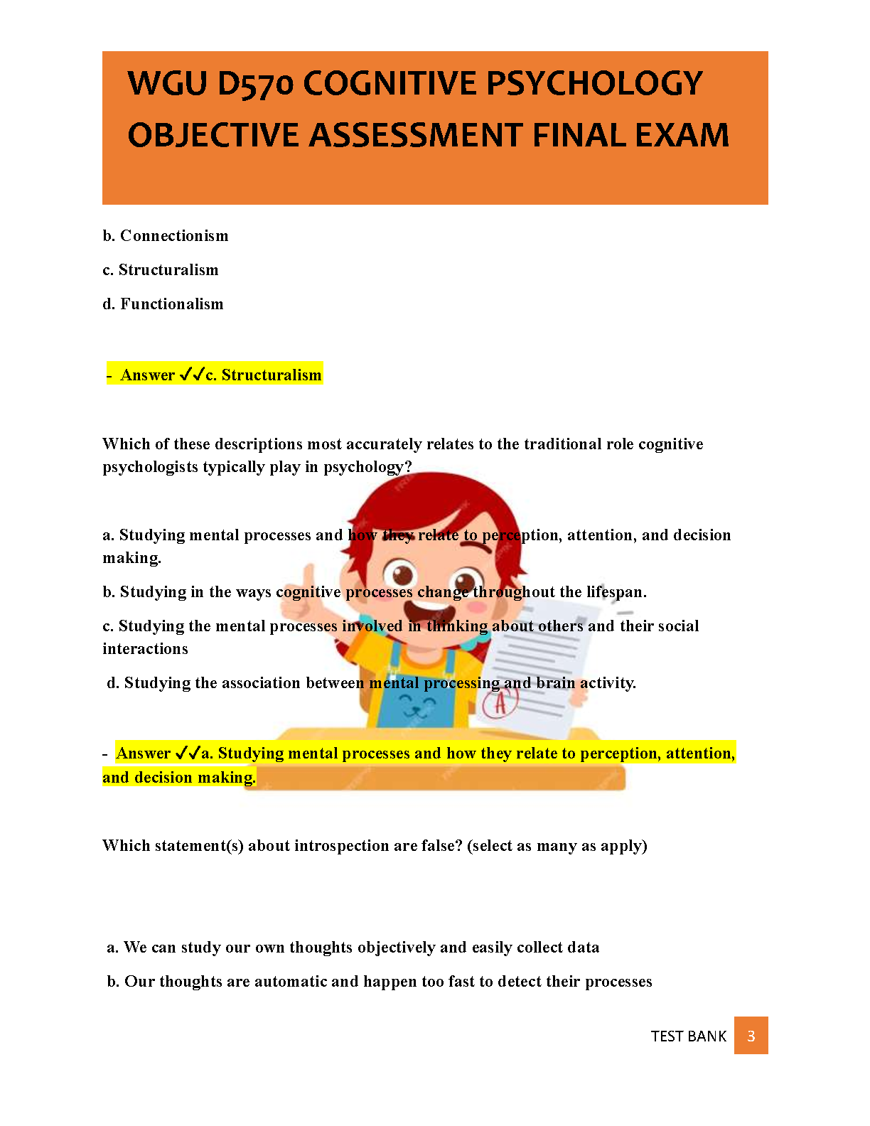 WGU D570 Cognitive Psychology Final Exam Test Bank 2024-2025 IMG-3