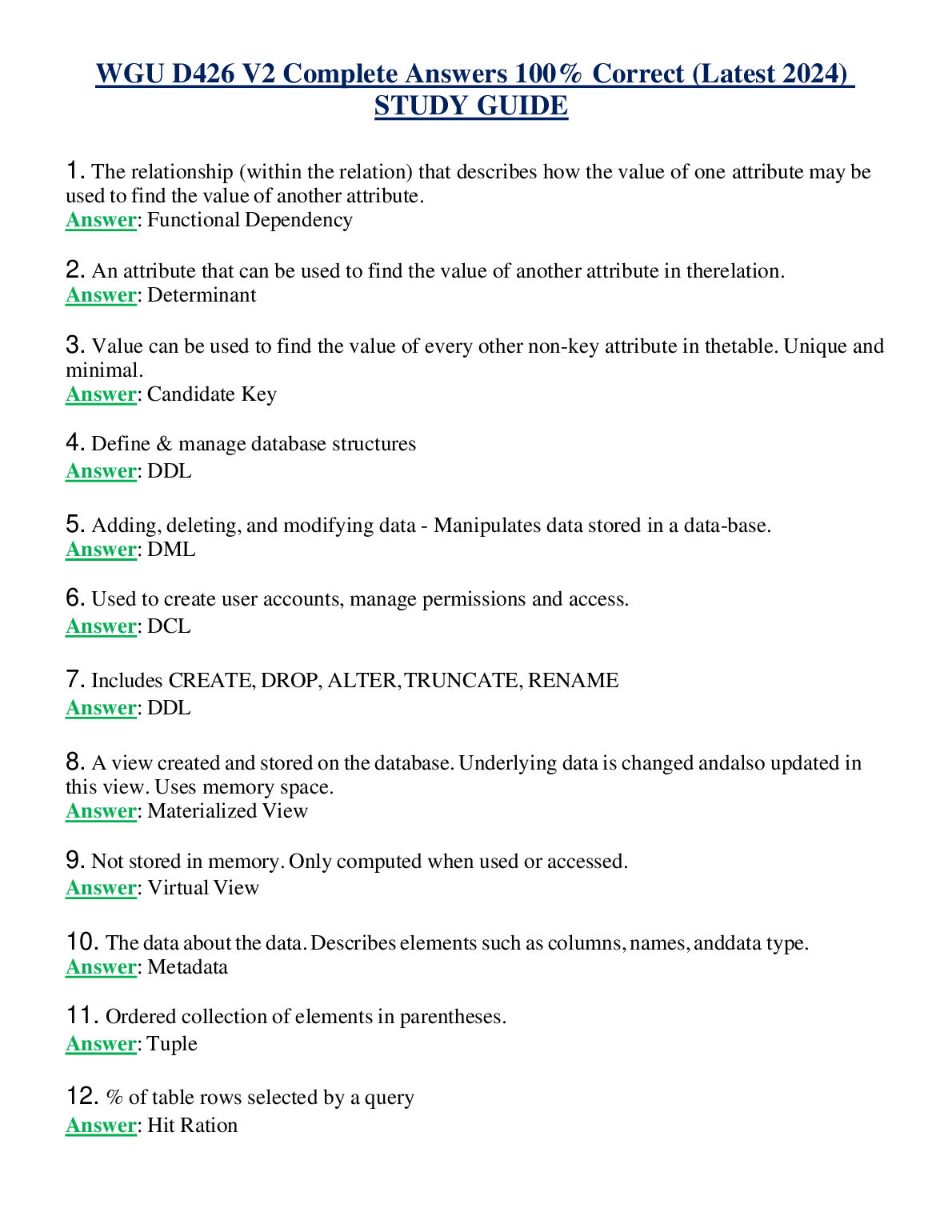 WGU D426 Psychology Study Guide and Answer Key 2025