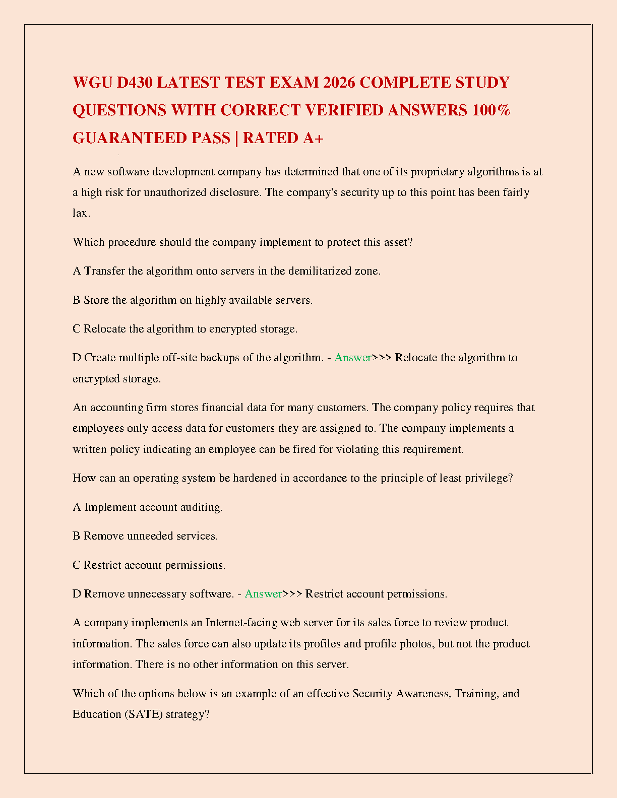 WGU D430 IT Security GRC Test Bank 2026 Verified Answers IMG-1