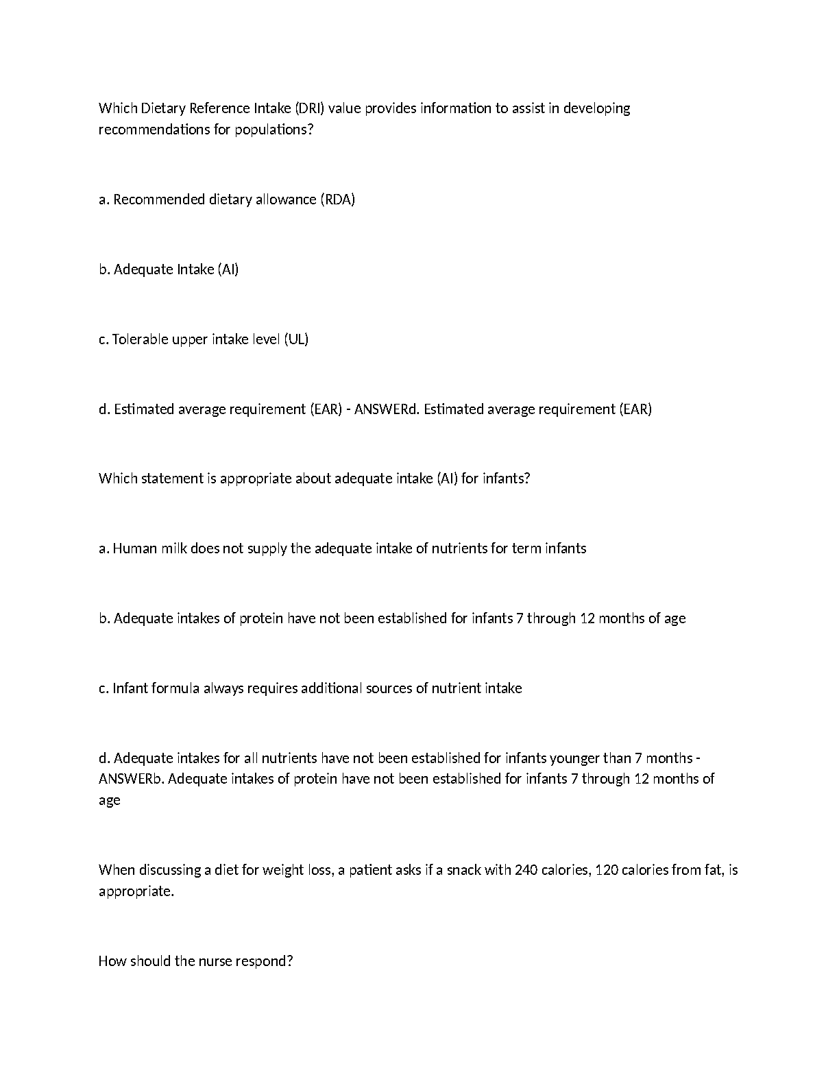 WGU C787 Nutrition Exam Study Guide