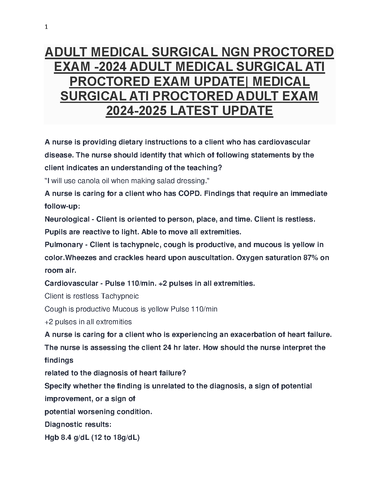 ATI MS Nursing Study Guide 2026/27 | NGN Exam Prep & Heart Failure Rationales IMG-1