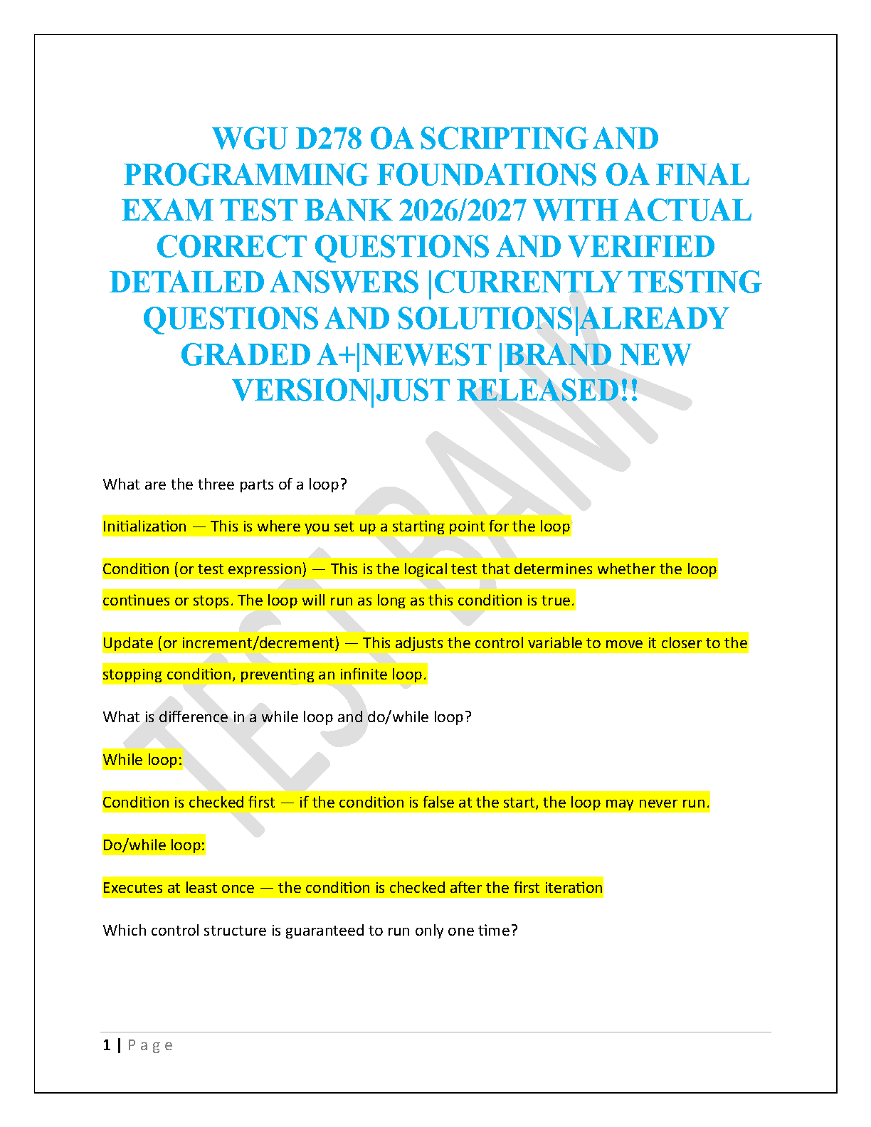 WGU D278 Scripting Test Bank 2025: OA Final Exam Q&A IMG-1