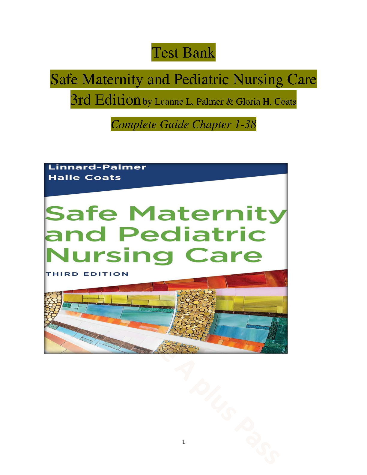 Maternity Pediatric Nursing Test Bank 2026/27 Palmer Coats IMG-1