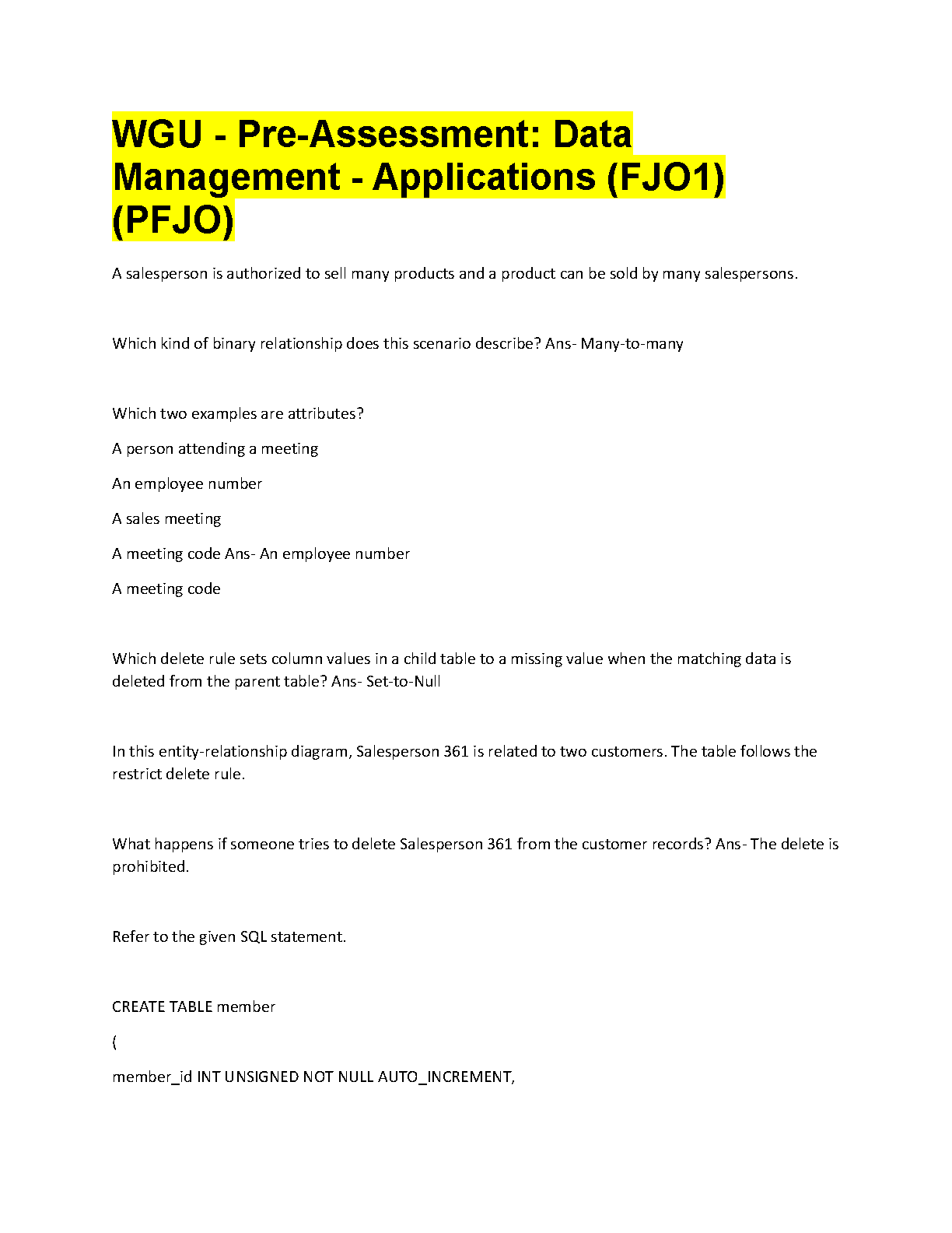 WGU FJO1 Data Mgmt Pre-Assess Prep & Exam Answers 2025