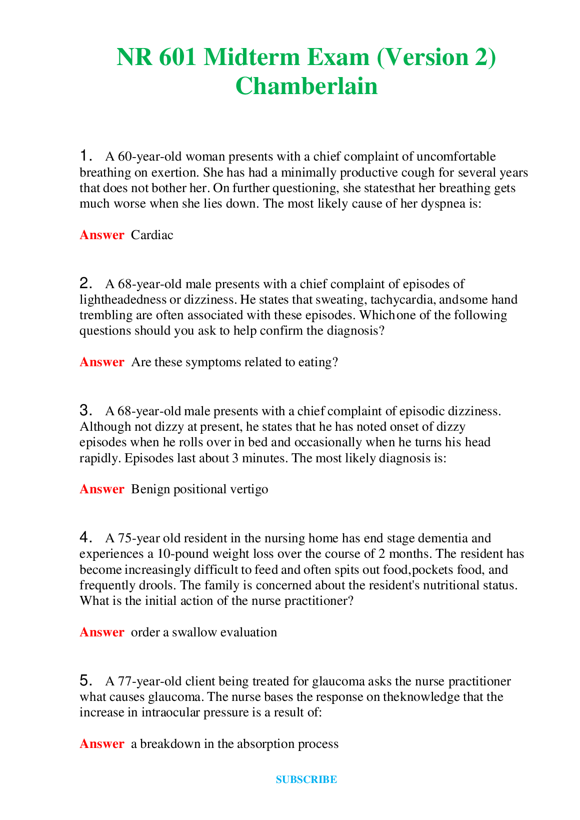 NR 601 Midterm Exam Practice Questions Chamberlain 2024/2025