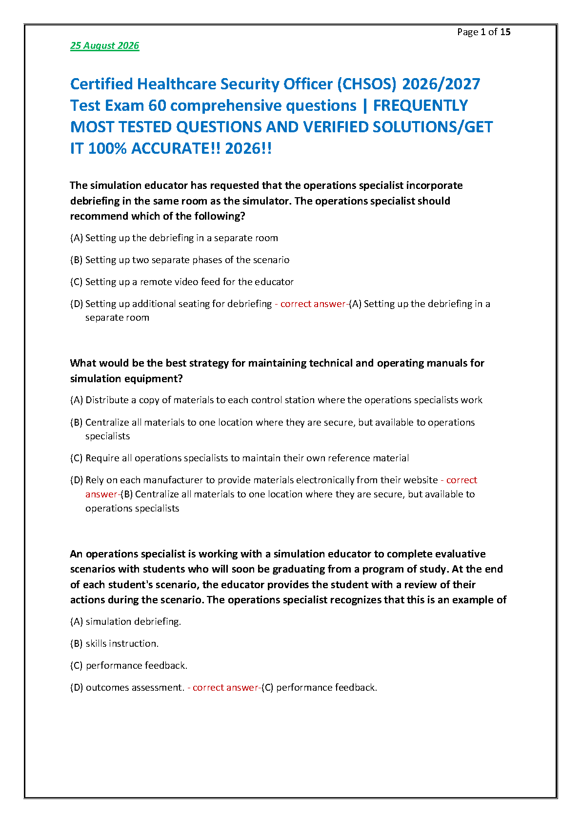 CHSOS Test Bank 2026/27 With Verified Solutions IMG-1