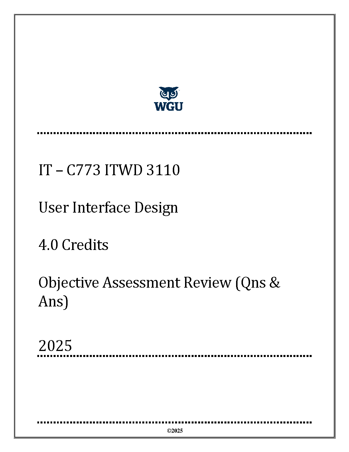 WGU C773 UI Design Exam Questions and Answers 2025 IMG-1