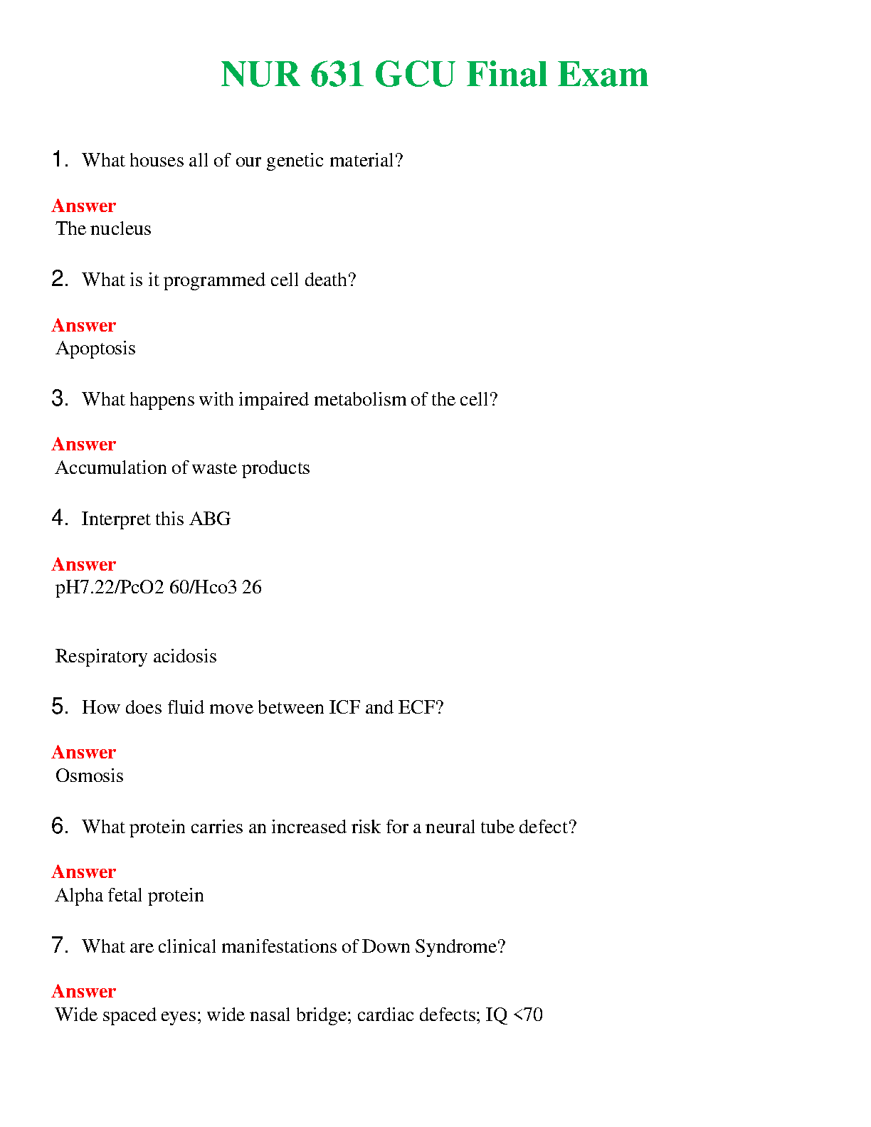 NUR 631 GCU Final Exam Study Guide 2026/27