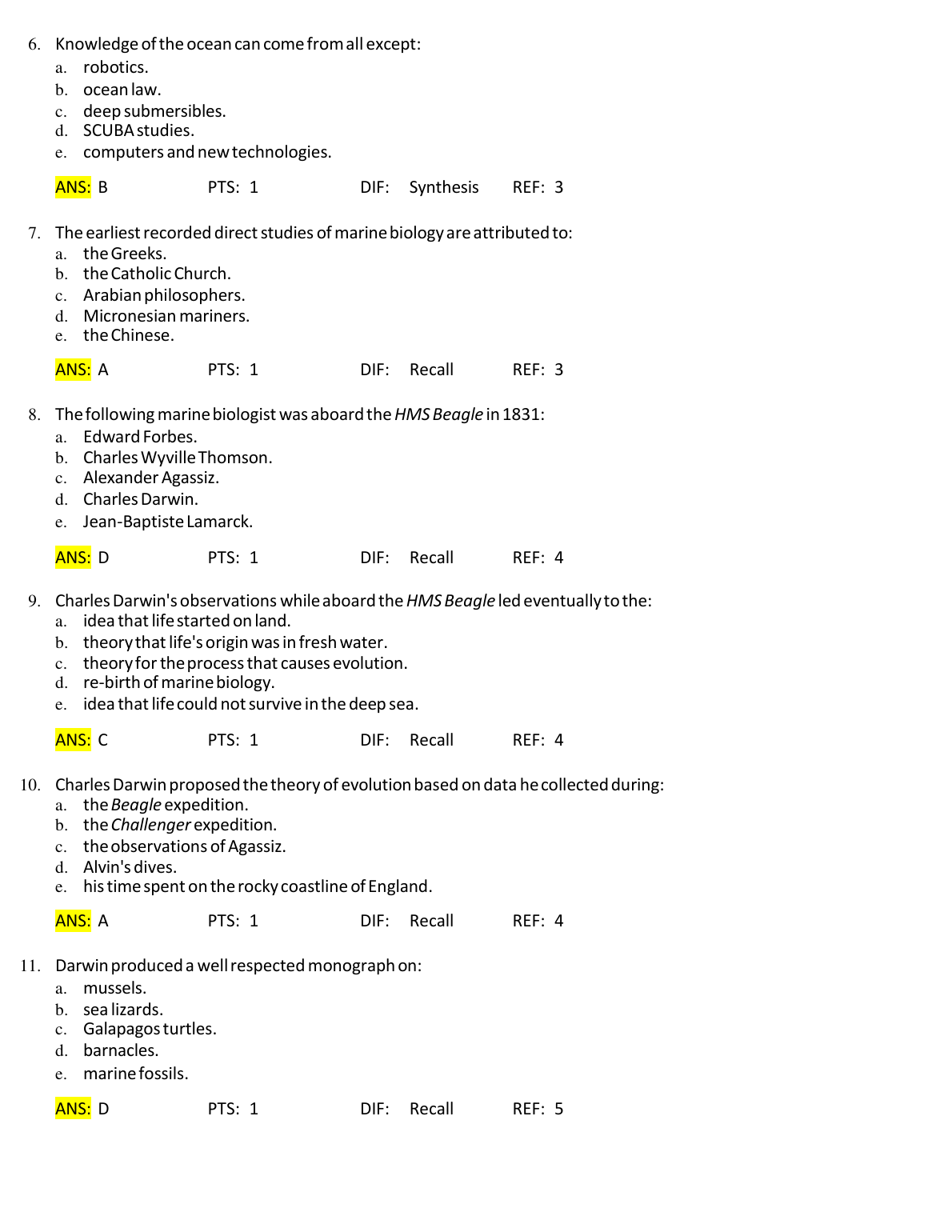 Introduction to Marine Biology, 4th Edition TEST BANK IMG-1