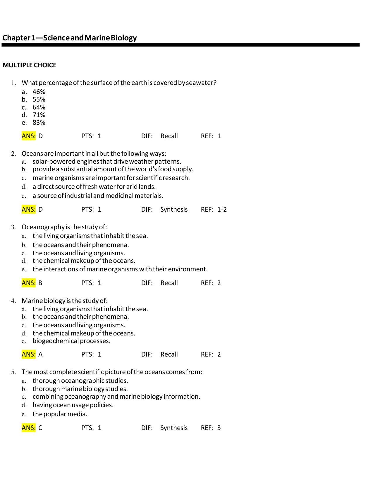 Introduction to Marine Biology, 4th Edition TEST BANK IMG-3