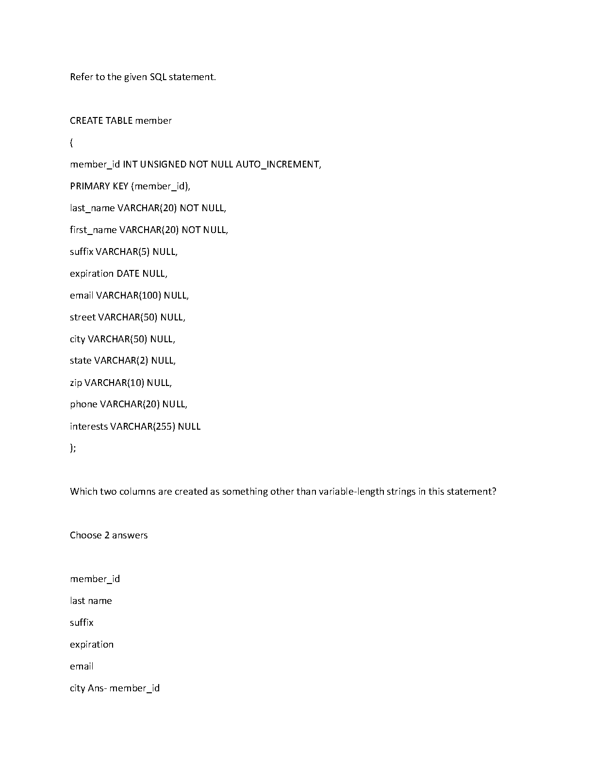 WGU C170 Data Mgmt Applications Pre-Test Questions Answers