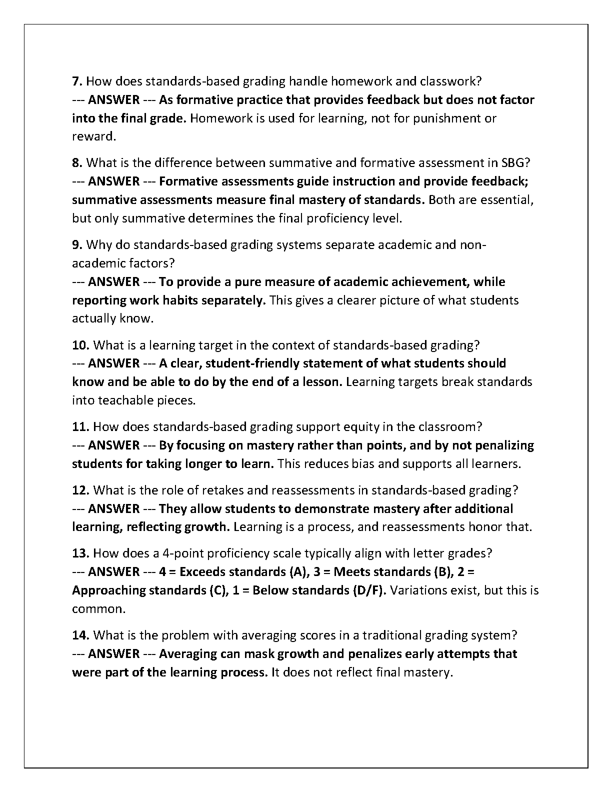 WGU D184 Standards Based Grading Exam Questions and Answers