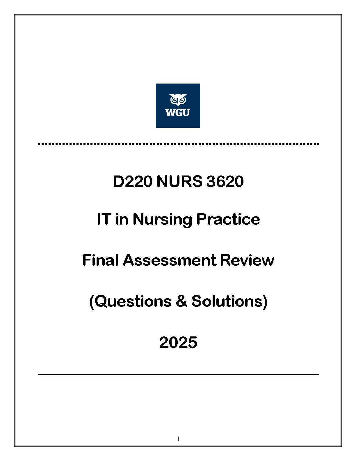 WGU NURS 3620 Final Exam Test Bank and Solutions IMG-1