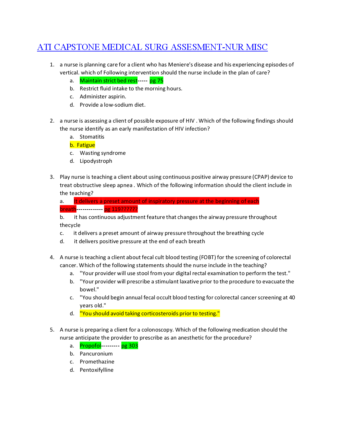 ATI Med Surg ATI Capstone Exam Prep 2026/27 Practice Qs