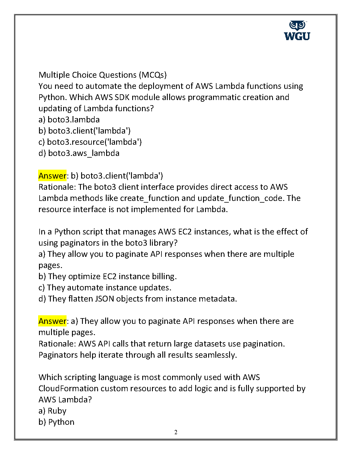 WGU D278 Exam Guide with Verified Solutions
