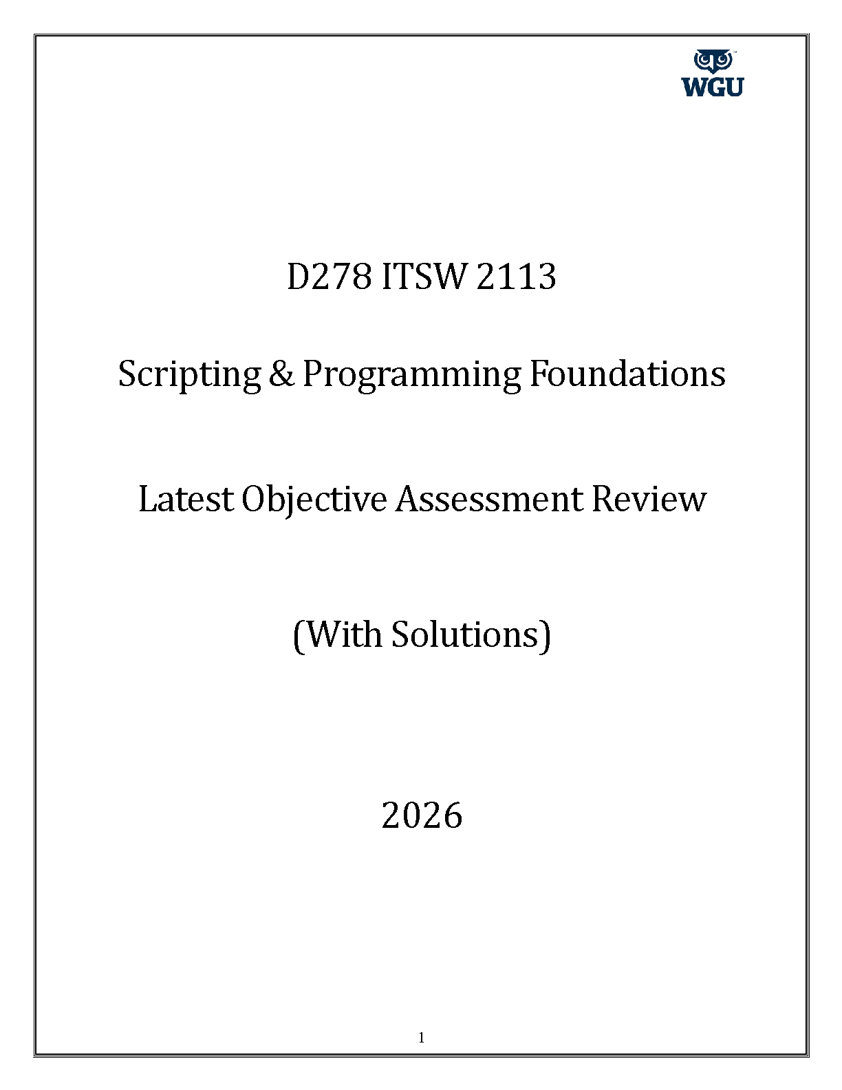 WGU D278 Exam Guide with Verified Solutions