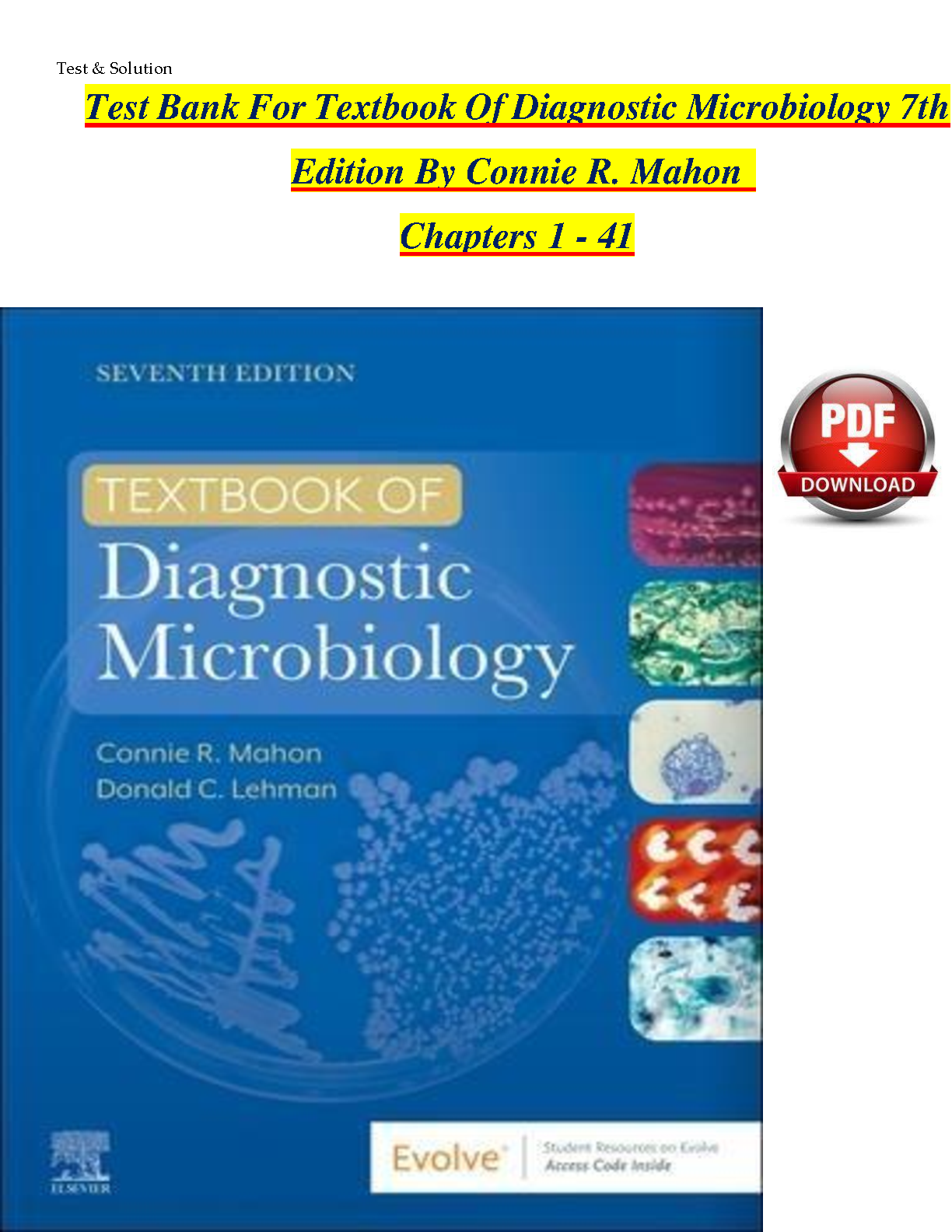 Textbook Of Diagnostic Microbiology 7th Edition TEST BANK IMG-1