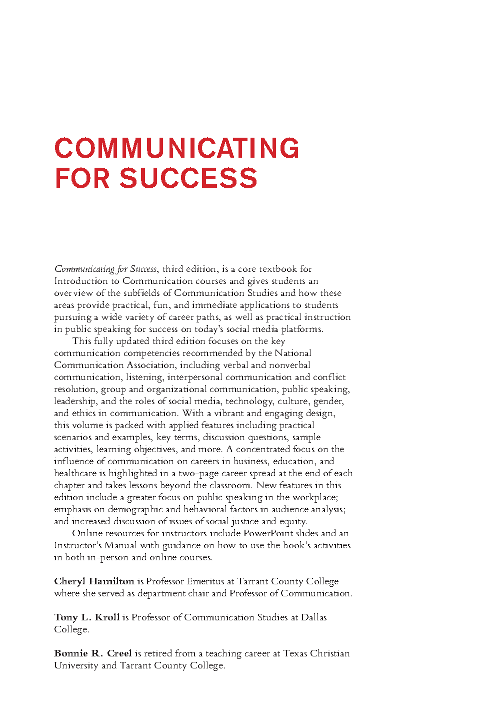 Communicating for Success Test Bank & Solutions Manual